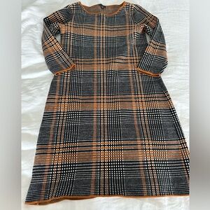 Ann Taylor black orange and white plaid dress
